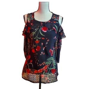 Roz & Ali Floral Blouse Size S